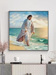 Jesus and Seascape Paintings Printed on Canvas Home Decor Print Pictures For Living Room Wall Art Posters