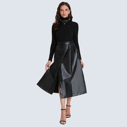 Female Work Outfit Jumper Cashmere Shirts Tops Leather Maxi Skirts Suit Woman Office Two Piece Set T220729