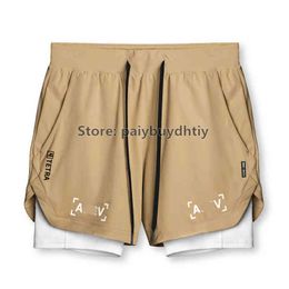 AS Wear Summer Men's Sports Shorts Outside Fake Two-piece Quick Drying Double-layer Basketball Pants Anti Light Running Training Pant Versatile Cool Beach Short