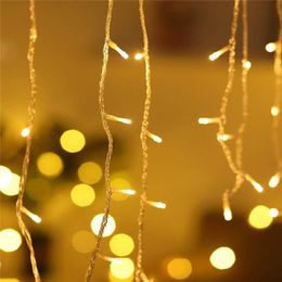 Strings Christmas Decoration LED Curtain Icicle String Lights 4-20m Street Garland Indoor Outdoor Party Garden Window Home Eaves DecorLED
