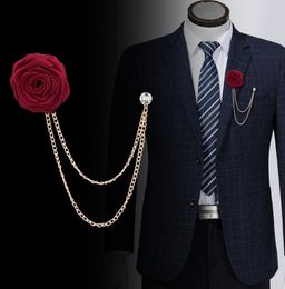 Rose Flower Drop Brooches Pins Corsage Scarf Clips Engagement Wedding Brooch Groomsman Men Fashion Jewellery 12 Colour
