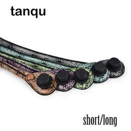 tanqu Short Long Faux Snakeskin Grain Leather Handle for Obag Handbag Chic O Chic Bag 210302