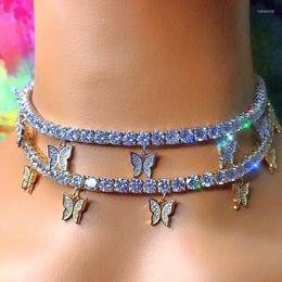 Pendant Necklaces Bohemian Beach Gold Silver Colour Rhinestone Choker For Women Butterfly Necklace 2022 Hip-hop Insect CollarPendant Sidn22