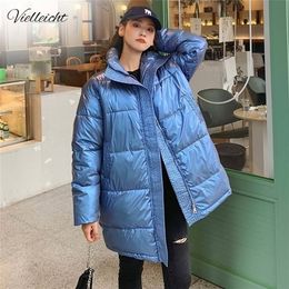 Vielleicht High Quality Winter Jacket Women Warm Thicken Parkas Long Winter Coat Women Shining Stylish Female Jacket Coat 201127