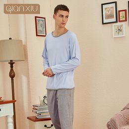 Men's Sleepwear Autumn Fleece Men Round Collar Home Clothes Cotton Winter Pyjama 220823