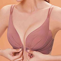 Women's Bra New Front Buckle Bras For Women Push Up Front Closure No Rims Cross Back Sexy Bow Tie Anti-Sagging Women's Bra T220726