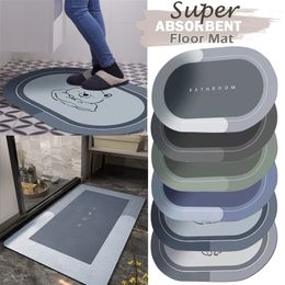 Bathroom Super Absorbent Floor Mat Soft Carpet Microfiber Room Rug Door Quick Drying Modern Simple Non-slip Kitchen Home Mat 220511