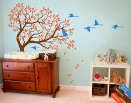 Wall Stickers DIY Large Trees Decals With Swans Big Tree For Kids Room Baby Nursery Art Home Decor Vinilos Paredes Q45
