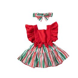 Summer Infant Baby Dress Bowknot Ruffles Sleeve Stripe Skirt Girls Onesie Rompers Cute Dresses