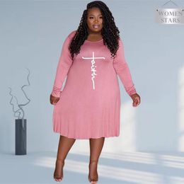 Plus Size Dresses Dress Women 2022 Wholesale Long Sleeve Solid Casual Loose Super Stretchy Mini Home Fall Clothes Drop