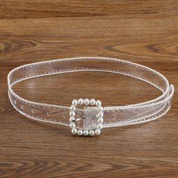 Belts Fashion Pearl Belt Waist For Women 2022 Transparent White Clear Plastic Designer Waistband LadiesBelts