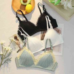 Sexy Lingerie Women Underwear French Style Cut-out Lace Flower Embroidery Bralette Bra Comfort Push Up Wireless Female Underwear L220726