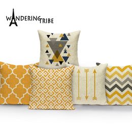 Pillow Case Nordic Geometry Cushions Case Yellow Stripe Home Decorative Pillow Case s Cushion Covers Pillows Sofa Bed Room Pillowscase 220623