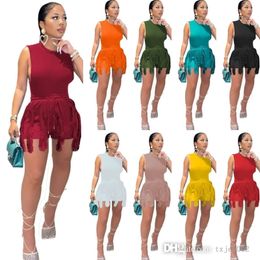 Women Tracksuits Plus Size Clothing S-5xl 2 Piece Set Casual Sleeveless Vest And Drawstring Tassel Biker Shorts Outfits