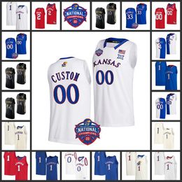 2022 NCAA Final Four Custom KU Kansas Jayhawks Basketball Jersey 3 Dajuan Harris 2 Christian Braun 34 Paul Pierce 13 Wilt Chamberlain 21 Joel Em biid 10 Jaylin Williams