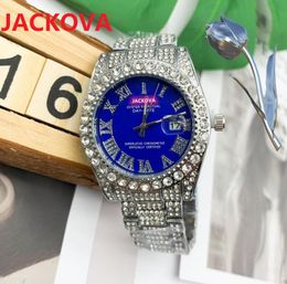 Top Full Diamonds Quartz Watches Rhinestone Bezel Strap Fashion Wristwatch Women Classic Men Designer Wristwatches Gifts Montre De Luxe