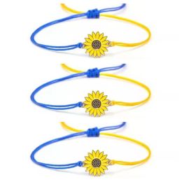 2022 Boho Sunflower Blue Yellow Bracelet Daisy Adjustable Woven Bracelet Ladies Bangle Vintage Jewellery Couple Bracelet Lucky Friendship