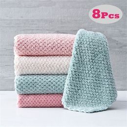 248pcs Soft Microfiber Kitchen Towels Absorbent Dish Cloth Antigrease Wipping Rags Nonstick Oil Household Cleaning Towel 220727