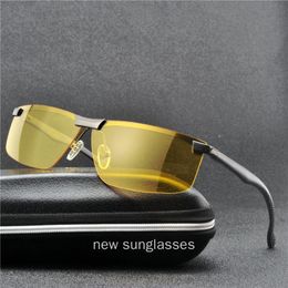Óculos de sol Alumínio Magnésio mens polarizado Visão noturna Men designer de marca Lens amarela Mulheres dirigindo óculos nx