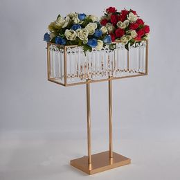decoration Event Wedding Crystal Table Candelabra Gold Candle Holder Centerpieces flower vase road lead weddings centerpieces imake351