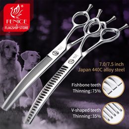 Fenice 7.0/7.5 inch Professional Dog Grooming Shears Curved Thinning Scissors for Dog Face Body Cutiing JP 440C High Quality 220423