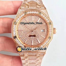 TRF New 15452 15400 Gypsophila Diamond Dial Cal.3120 A3120 Automatic Mens Watch 316L Rose Gold Full Diamond Bracelet Hello_Watch Top Version