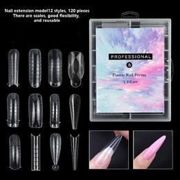 False Nails 120PCS/Box Nail Art UV Extend Gel Extension Tool Quick Building Mould Tips Dual Forms Finger ExtensionFalse