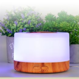 Essential oil diffuser humidifier wood aroma 500ml Home desktop air Mist Maker with LED Night Lamp Y200113