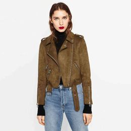 2022 New Women Faux Leather Jacket Spring Autumn Fashion Good Quality Ladies Basic Street Short PU Coat L220728