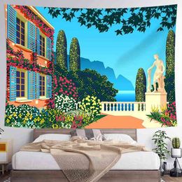 Beautiful Flower Garden Floral Landscape Home Decoration Living Room Wall Hanging Rugs J220804
