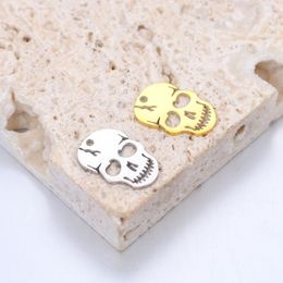 Pendant Necklaces Skull Charm Stainless Steel Gold Plated Findings Halloween DIY Jewellery Making 3pcs/lotPendant