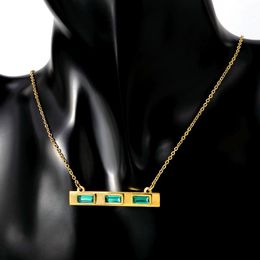 Pendant Necklaces Square Green Stone Chain Necklace Woman Gold For Jewellery GiftPendant PendantPendant