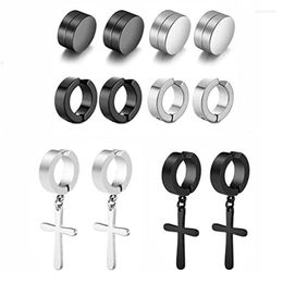 Clip-on & Screw Back Pairs Magnetic Stud Earrings Stainless Steel Non Pierced Ear Clips For Men Women Cross Dangle UnisexClip-on Odet22