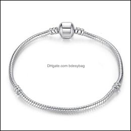 Charm Bracelets Jewellery 1Pcs Drop Sier Plated Women Snake Chain Beads For Pandora Bangle Bracelet Children Gift B001 Delivery 2021 Ec2Th