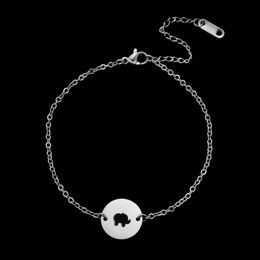 Charm Bracelets Elephant Animal Stainless Steel Bracelet Jewelry Bangle Chain Adjustable For Women Men Couple Lady Girls Boys GiftCharm