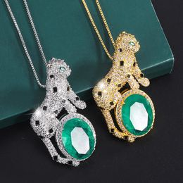 Chains Leopard CZ Stone Pendant Necklace For Women Design Statement Animal Pendants Shining Cubic Zirconia NecklacesChains ChainsChains