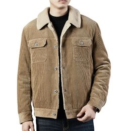 Men's Jackets Corduroy Winter Military Men 2022 Autumn Turn Down Collar Button Cotton Mens Clothing Casual Jacket Roupas MasculinaMen's