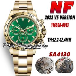 2022 NF V5 Mens Watch TH:12.4mm an116508 Cal.4130 NF4130 Chronograph Automatic Green Dial 904L Stainless Bracelet Gold Case Super Eternity Stopwatch Watches pl116500