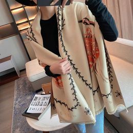 Autumn winter scarf women's imitation cashmere thickened short beard tassel decoration warm scarf lengthened air shawl