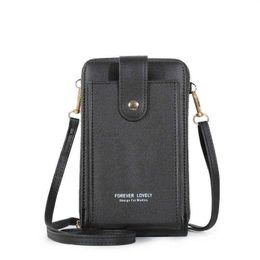 wallets Women Phone Bags Mobile Shoulder Wallet Crossbody Small Card Holder Pu Leather Female 220628