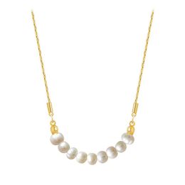 Pendant Necklaces Cute Romantic Nature Freshwater Pearl Chokers Necklace For Women Brass Gold Thin Chain AccessoriesPendant