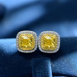 Advanced level Designer Earring Women S925 Sterling Silver Stud Earrings Fashion Woman Ear Ring Womens Yellow Pink Diamond Earings Zircon 321K Square shape
