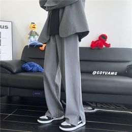 Men's Suits & Blazers Black/Gray/White Suit Pants Men's Fashion Society Mens Dress Korean Loose Straight Leg Wide-leg Men Trousers M-2XL