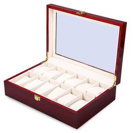 12 watch display box UK - Whole-2016 New 12 Grid Wood Watch Display Box Case Transparent Skylight Gift Box Jewelry Collections Storage Display Case266T