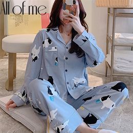 Women's Pyjamas Set Pijama Lingerie for Female Homewear Spring V-Neck Long Sleeves Trousers Suit Sleepwear Pyjamas Sets Viscose 220421