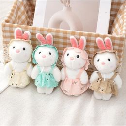 12Cm Cute Rabbit Plush Toy Keychains Cartoon Rag doll Bunny To Appease Girls Birthday New Year Gift Colour Optional