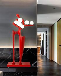 Other Outdoor Lighting Welcome Character Sculpture Light Luxury Floor Lamp Furniture El Lobby Exhibition Hall Abstract Art Human Figure Larg