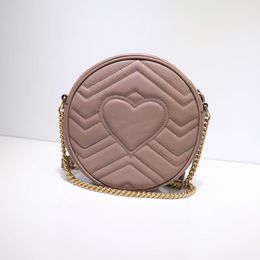 sac de luxe Designer bags Dicky0750 Round Handbags genuine leather shoulder bag circle heart chain black purse cowhide corssbody evening messenger bags women