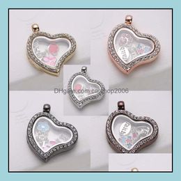 Lockets Necklaces Pendants Jewellery Top Grade Fashion Heart Floating Locket Diy Transparent Glass Frames Floatings Charms Wholesale Ship Dr