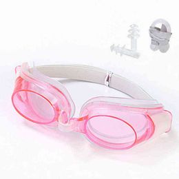 Children's Swimming Goggles Anti-fog Anti-leakage UV Protector Soft Silicone Nose Bridge Prescription Swim Glasses for Kids G220422